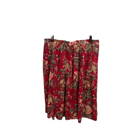 Vintage Susan Bristol Red Floral Rayon Skirt | Cottagecore Boho Midi | Made in U - Picture 2 of 7
